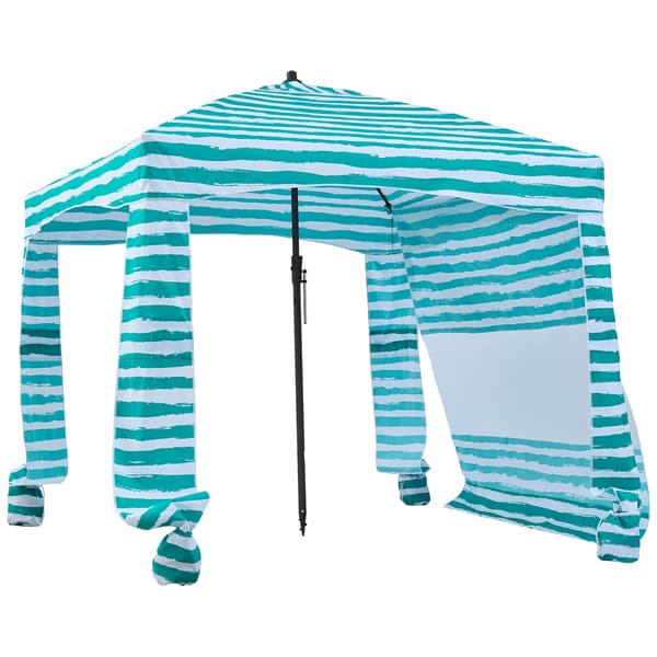 Strandcabana, 183x183x229 cm, Gröna ränder, Solskydd