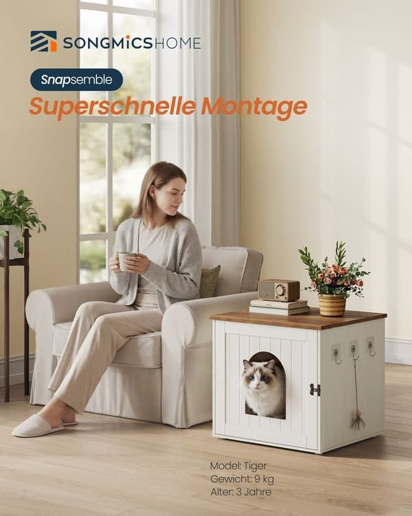 Katte til kattebakke 55x50x50 cm Hvid MDF