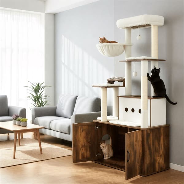 Kattträd 80x49x170 cm Brun