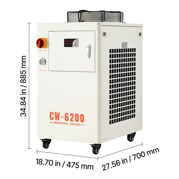 Industriel vandkøler, 5000W, 15 L, kølesystem, stål