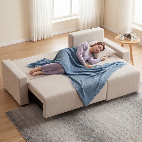 Hörnsoffa Bäddsoffa L-formad 3-sits Soffa 226x125x86 cm Beige Sammetstyg