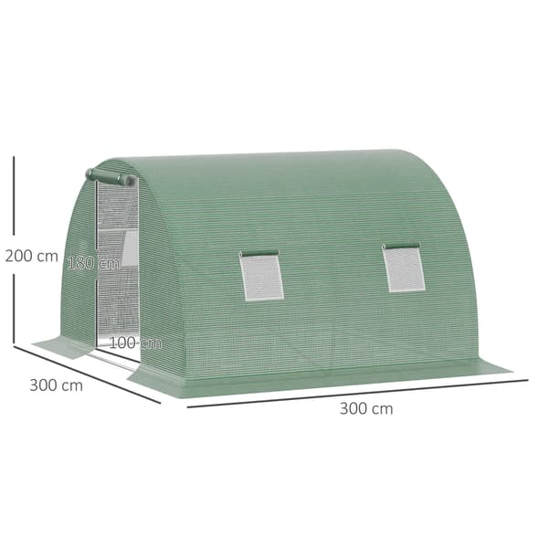 Polytunnel-växthus 300x300x200 cm mörkgrönt