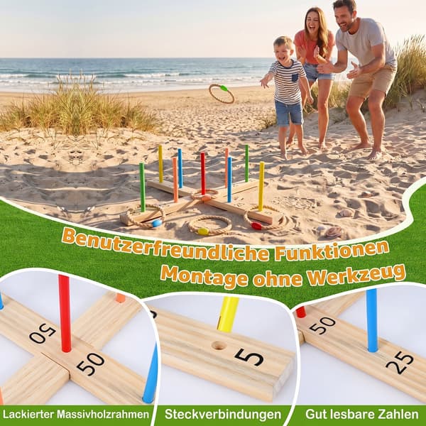 Ringkastespil 5 reb-ringe 50x50x14 cm farverig