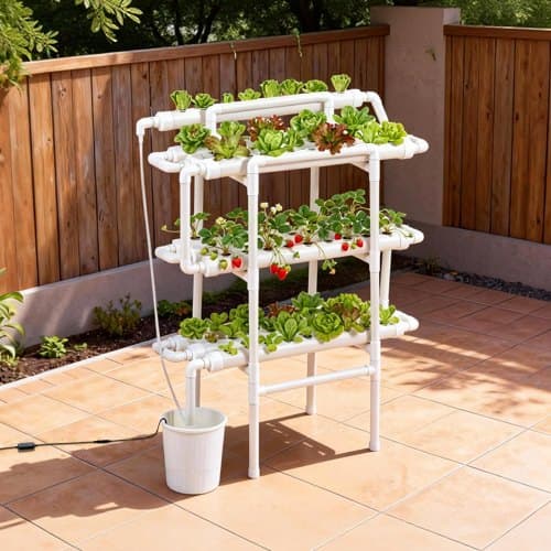Hydroponiskt odlingssystem, 98x46x128 cm, Vit, UPVC