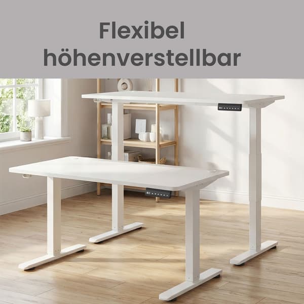 Høydejusterbart skrivebord 60x120x72-120 cm hvit, elektrisk