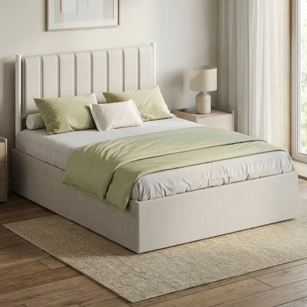 Sängram 209,3x143,4x110 cm Beige Stål