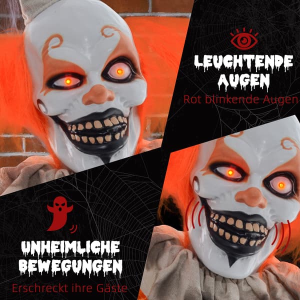 Halloween Dekoration Klovn 65x18x183 cm orange/grå