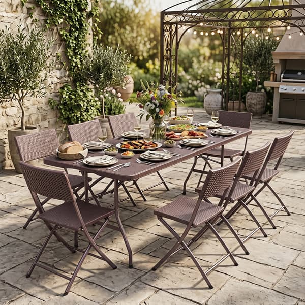 Sammenklappeligt campingbord 183x76x74 cm kaffe