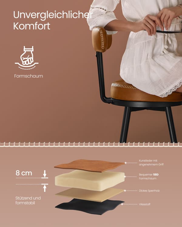 Barstolset, 56x56x101,5 cm, Brun