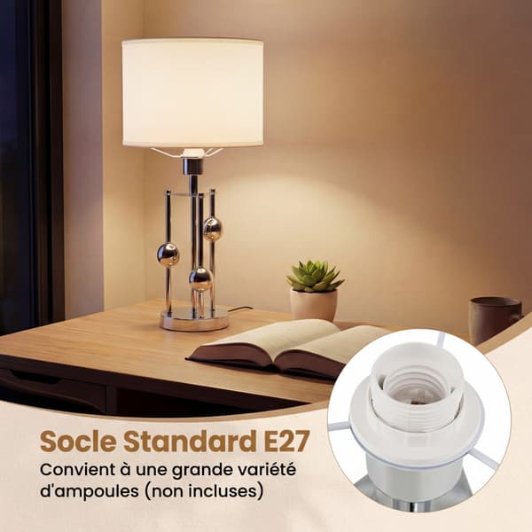 Bordlampe 30x60 cm sølv/hvid