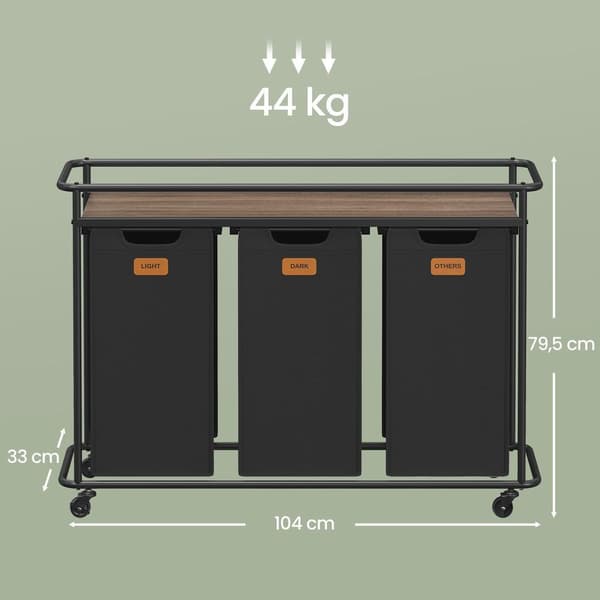 Klesvasksorterer 104x33x79,5 cm Svart-Brun Stål