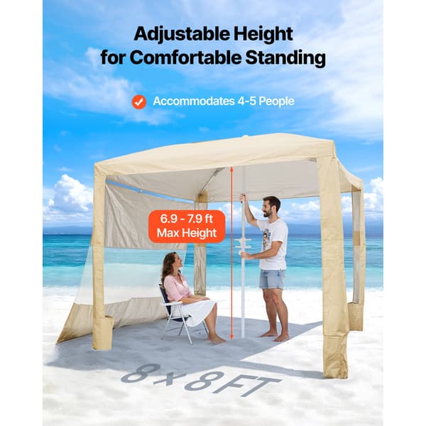Strandcabana, 240x240 cm, Khaki, Solskydd