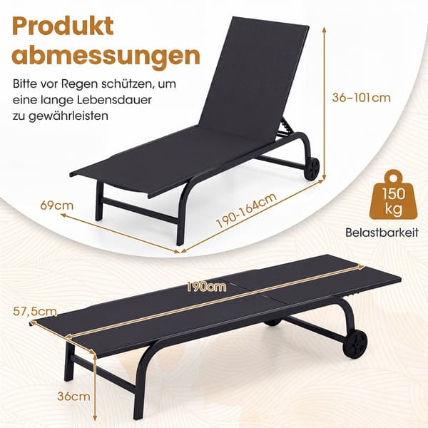 Udendørs liggestole 2 stk 36x190 cm sort