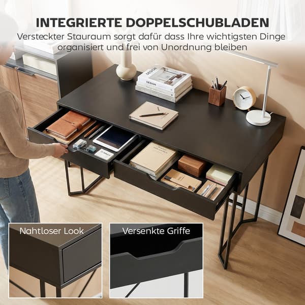 Skrivebord, 120x60x77 cm, Sort, Træ og Metal