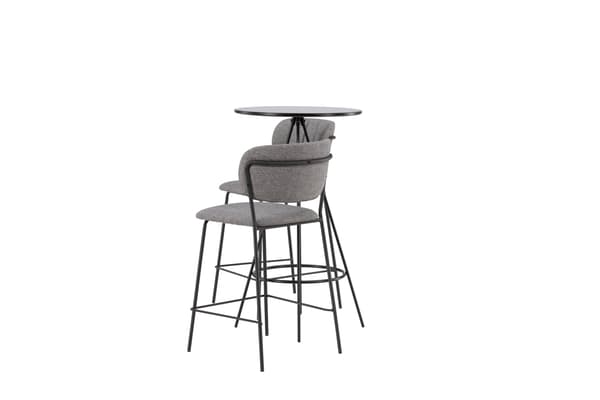 Barbord og barstol sæt 60 cm sort stof