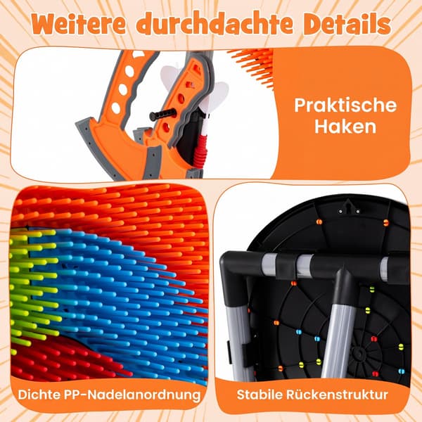 Kasteskyttespil Sæt 4 i 1 56x53x118 cm orange/sort/grå