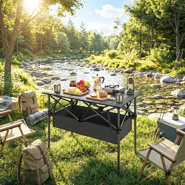 Picnicbord 93x55x68 cm Sort Metal