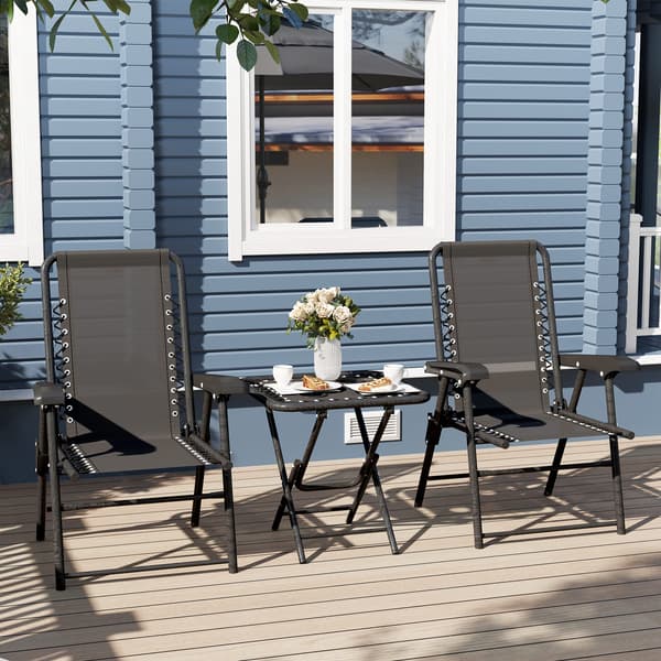 Bistro-sæt, 3-delt 61x65x91 cm Sort, Stål, Sammenklappelig