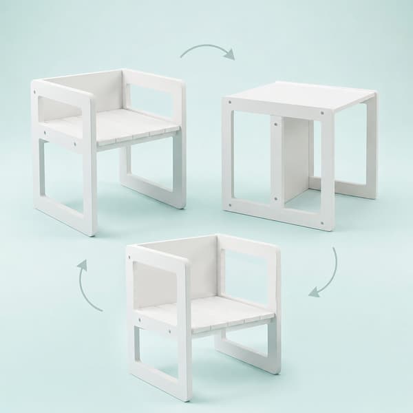Børnebord og 2 stole, MDF, hvid, Kodustaar