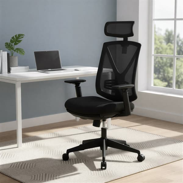 Kontorstol, 68.5x70x116-133 cm, Sort, Justerbar