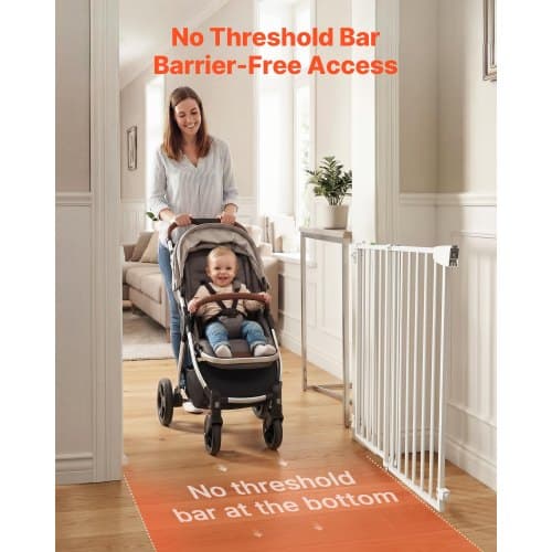 Barnsäkerhetsgrind för trappor 720-1085 mm justerbar bredd 760 mm hög vit