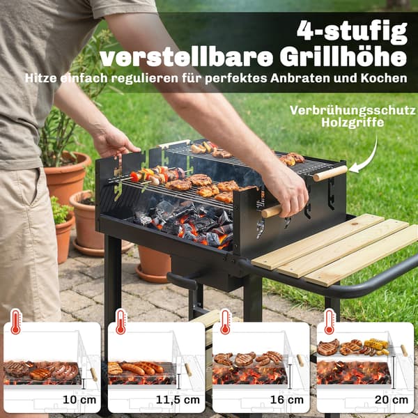 Kulgrill 99,5x58x82 cm Sort Metal