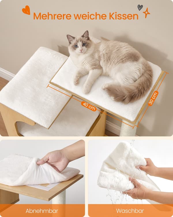 Kattetræ 88 cm mandelgul med hule og sisalmåtte