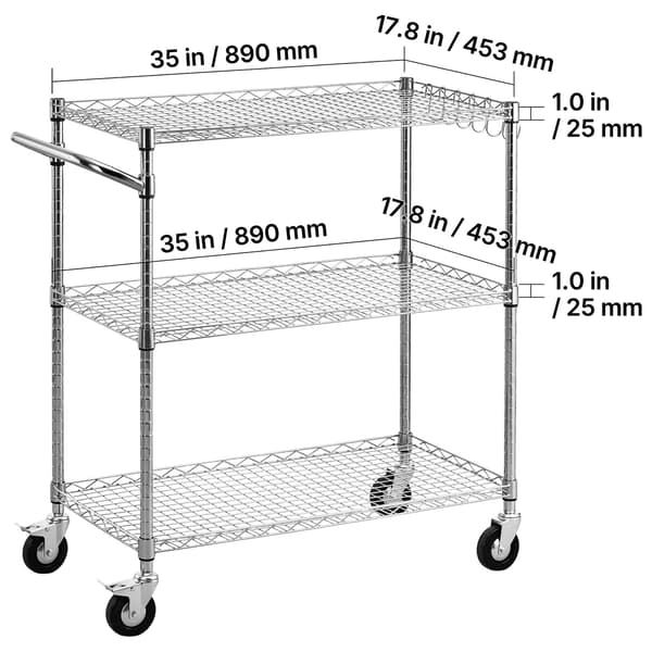 Utilityvagn 89x45x104 cm Silver Stål