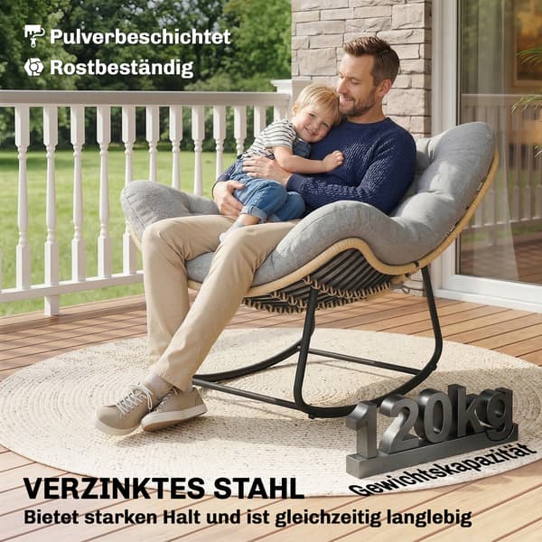 Gungstol 87x110x70 cm Grå Rattan