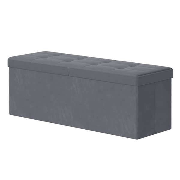 Oppbevaringsbenk 38x76x38 cm Grå Fløyel