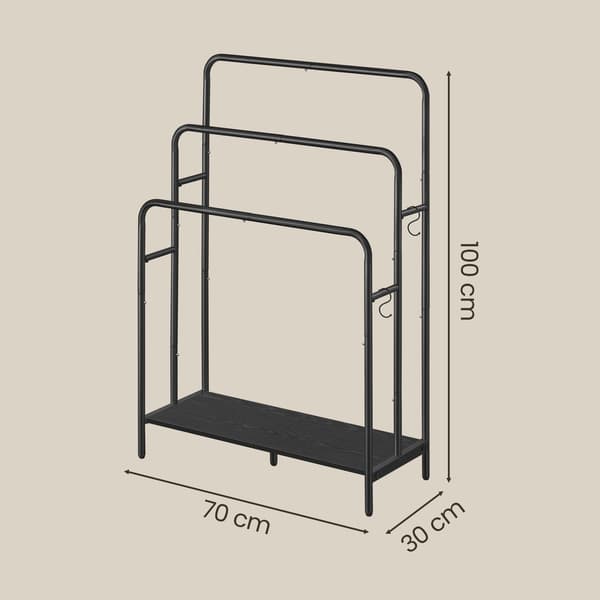 Håndklædeholder 70x30x100 cm Sort Metal