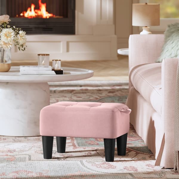 Puf 40x32x26 cm Pink-Sort Fløjl