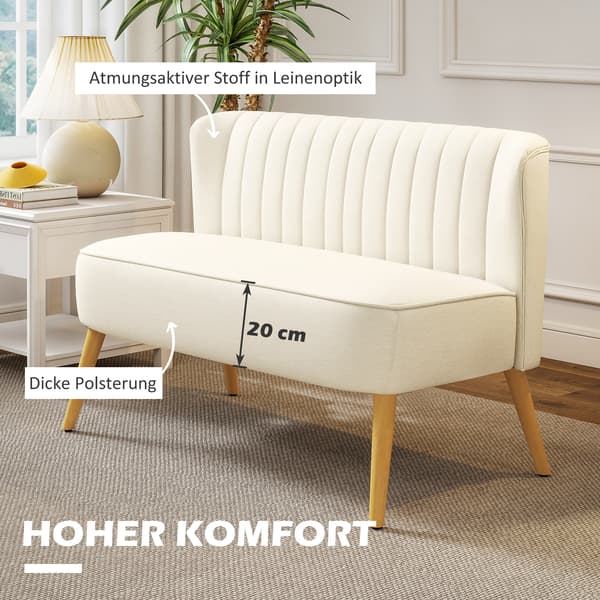 2-sits soffa 117x56,5x77 cm krämvit