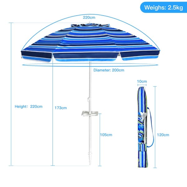 Udendørs parasol Ø220x220 cm navy