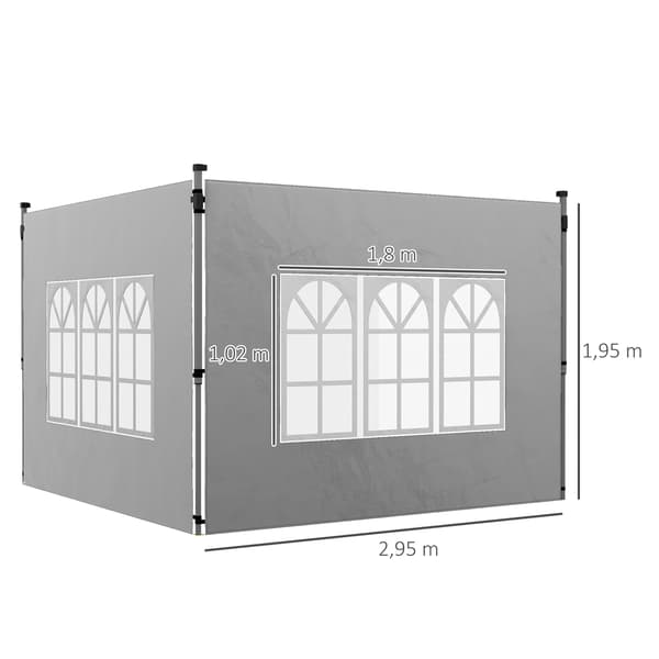 Pavillon Sidepanel Sæt, 295x195 cm, Grå, Vandtæt