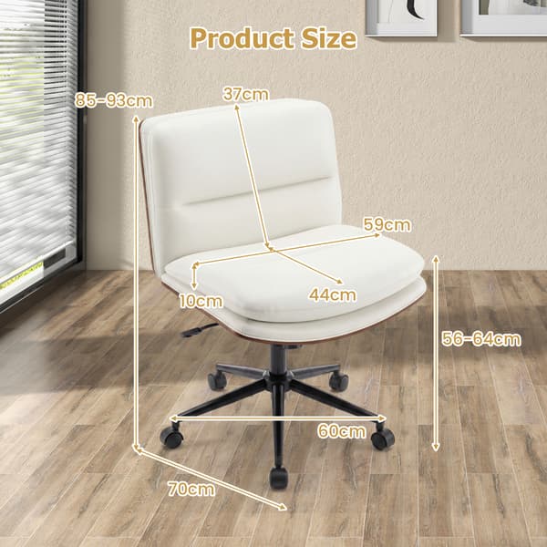 Kontorstol uden armlæn 70x60x85-93 cm hvid