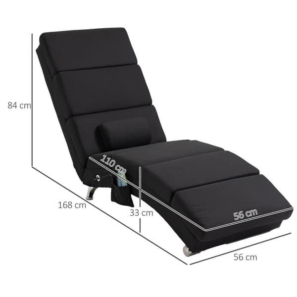 Massagestol med 8 vibrationspunkter 56x168x84 cm Sort