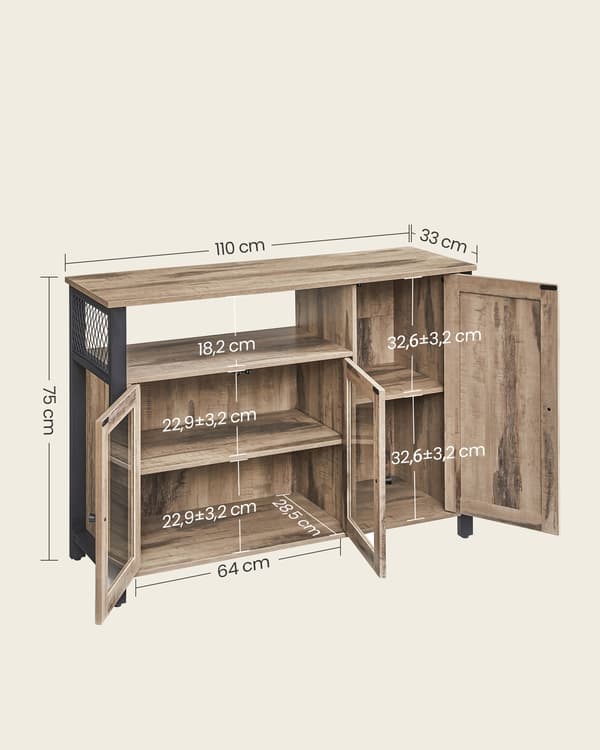 Sideboard 110x33x75 cm Brun Trä Stål Förvaring