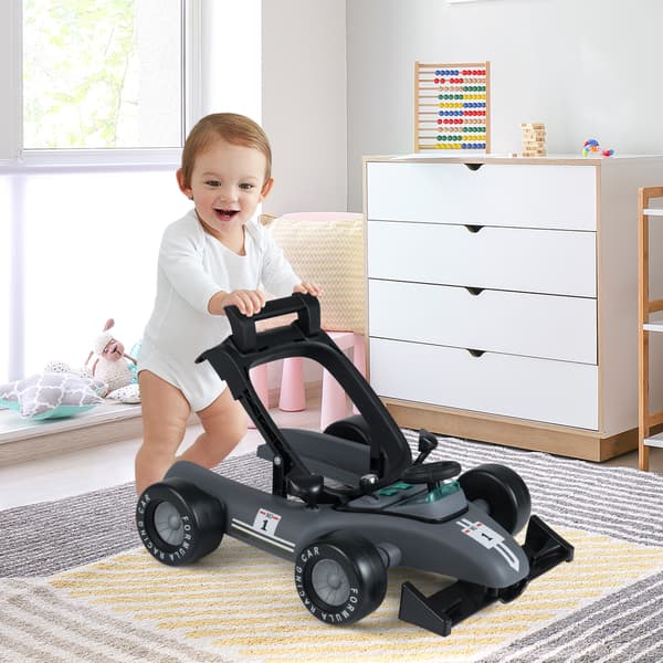 4-i-1 Babywalker Justerbar Højde og Hastighed Foldbar Mørkegrå