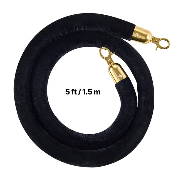 Afspærringsreb sæt, 4 dele, 150 cm, sort velour