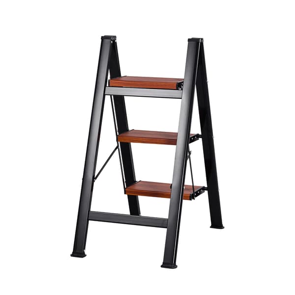 Trappestige 3 trin foldbar 44.5x65x85 cm sort aluminium