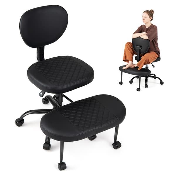 Kontorstol med krydsede ben 87,6x63,5x78,7-90,2 cm sort