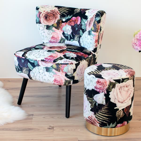 Stol LA PERLA 63x73x76 cm blommig sammet