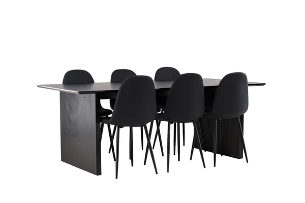 Spisebord og stol sæt 200x100 cm sort