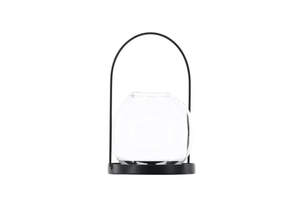 Lanterne Flora 22x14 cm Sort Glas