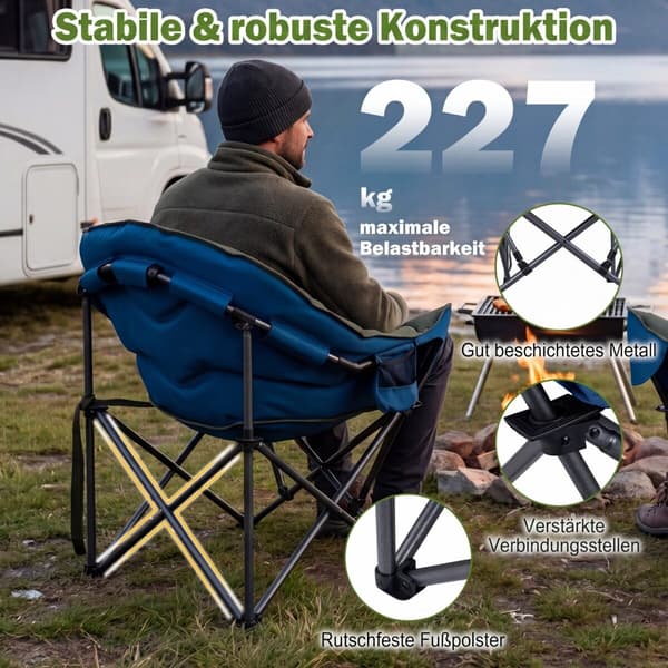 Sammenklappelig campingstol 74x90x99 cm grøn