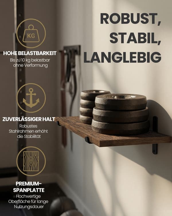 Væghyldesæt 60x20x7 cm Brun-Sort MDF
