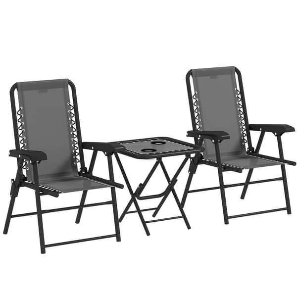 Bistro-sæt, 3-delt, 50x50x50 cm, mørkegrå, stål
