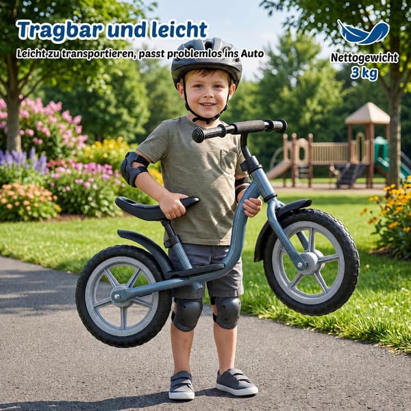 Børnebalancecykel med multi-justerbar saddel og styr, blå