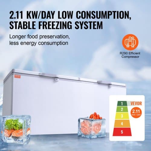 Frysbox 561 L, delat lock, dubbla låsbara lock, justerbar temperatur